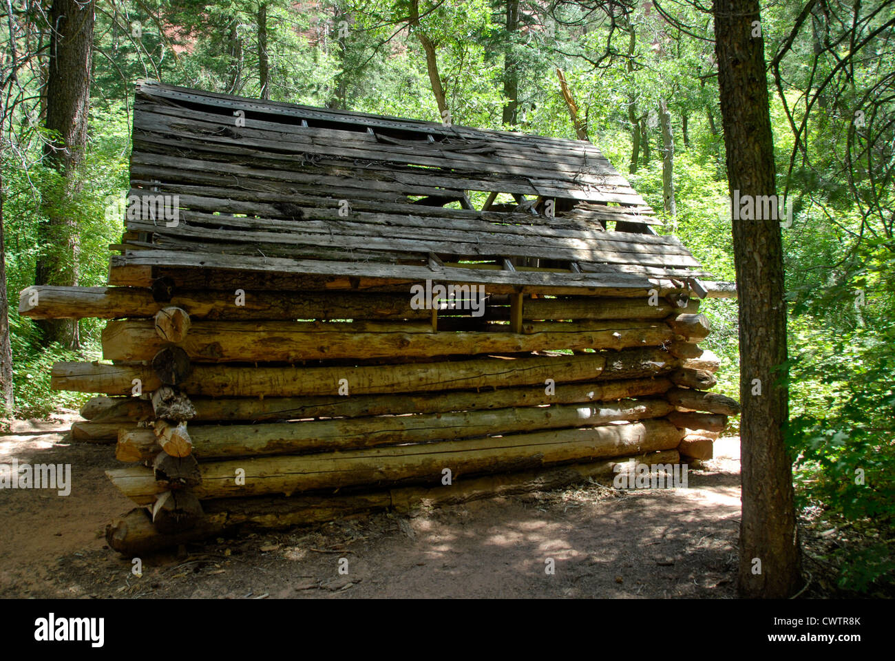 Pioneer cabina su Taylor Creek Trail nel Kolob Canyon Zion National Park, Utah Foto Stock