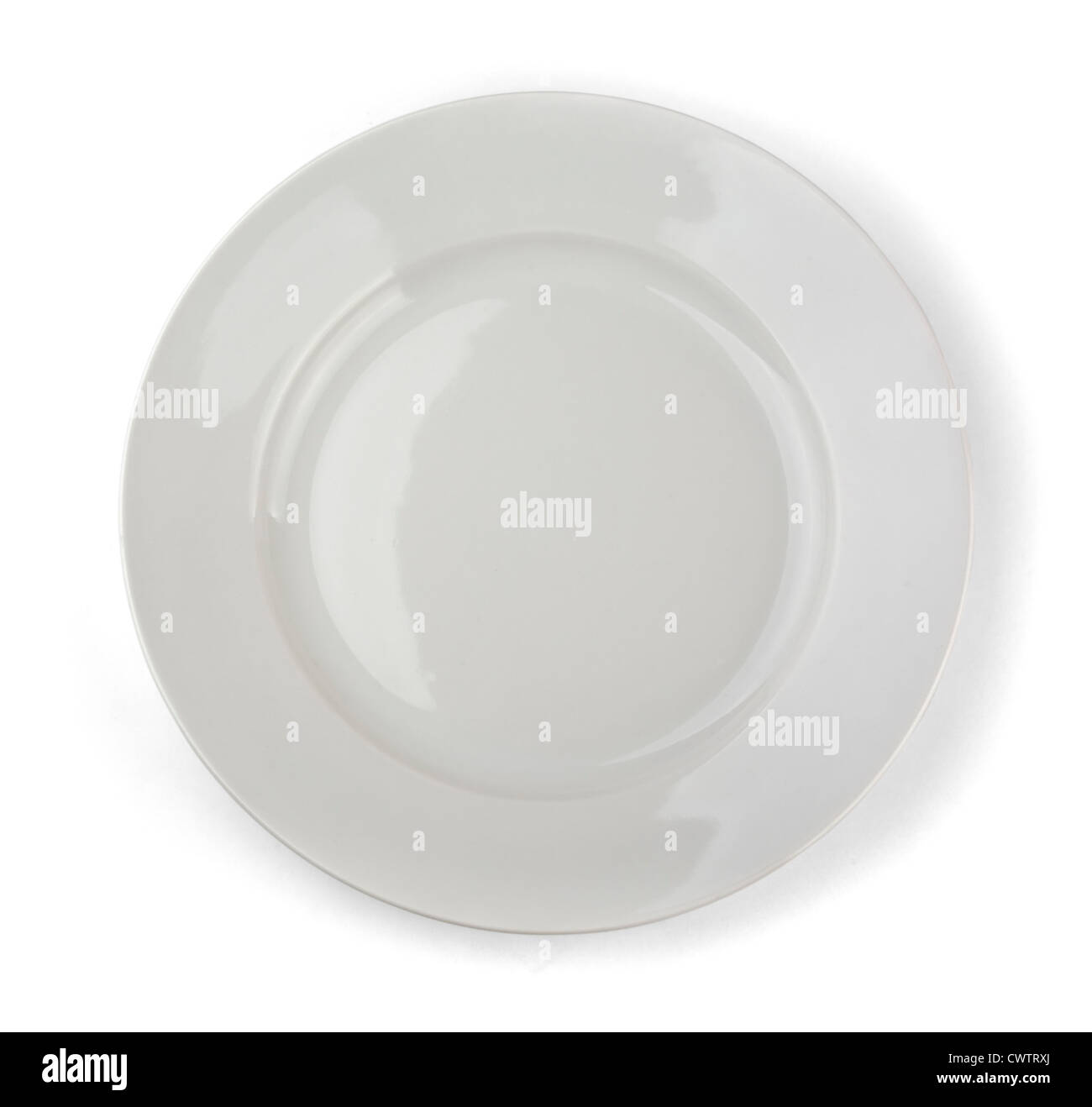 Bianco Vuoto piastra cena isolato su bianco Foto Stock