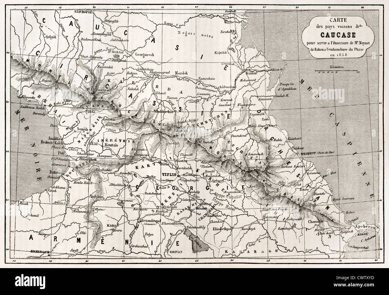 Caucaso mappa vecchia Foto Stock