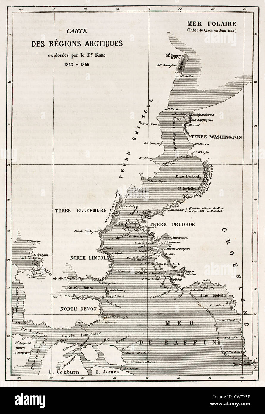 Canale di Kennedy mappa vecchia Foto Stock