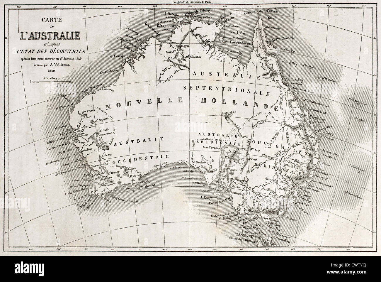 Australia mappa vecchia Foto Stock