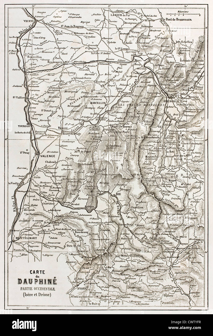 Dauphine mappa vecchia, Francia Foto Stock