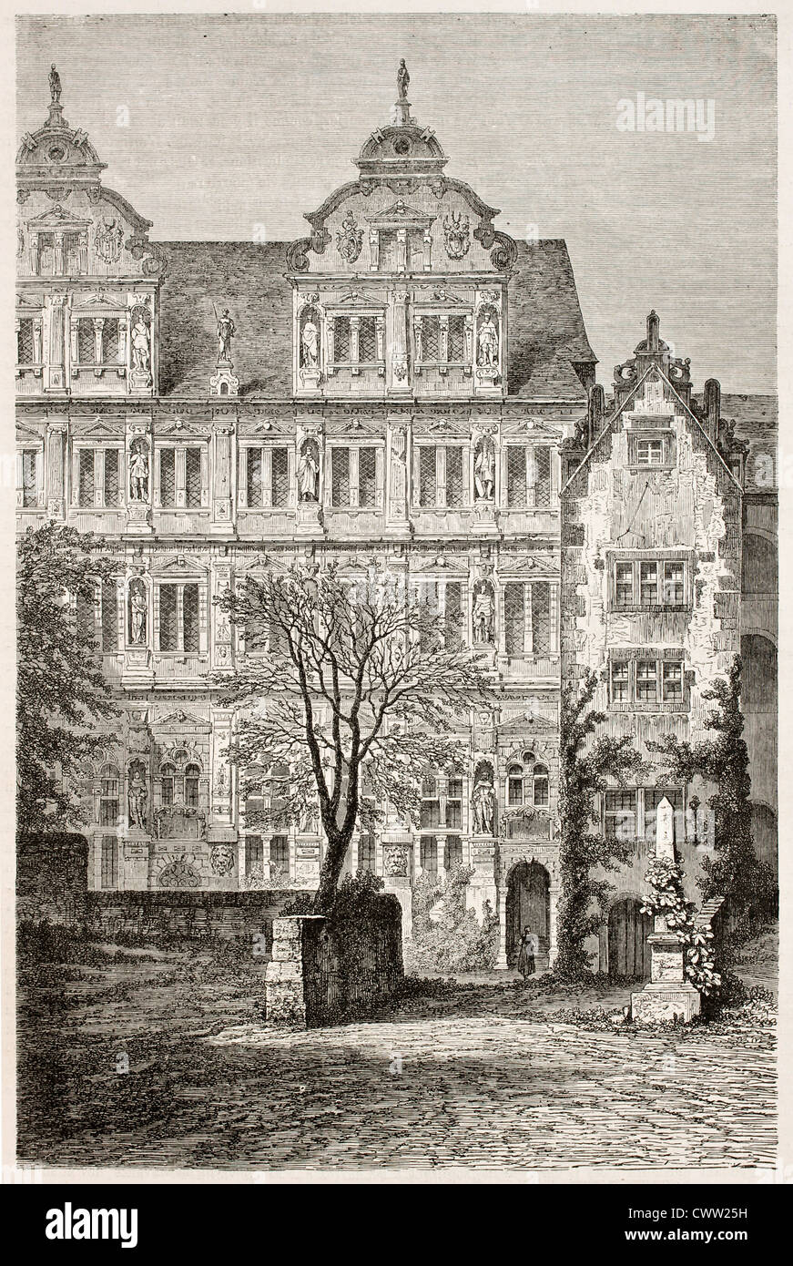 Il castello di Heidelberg: Fredrick IV palace Foto Stock