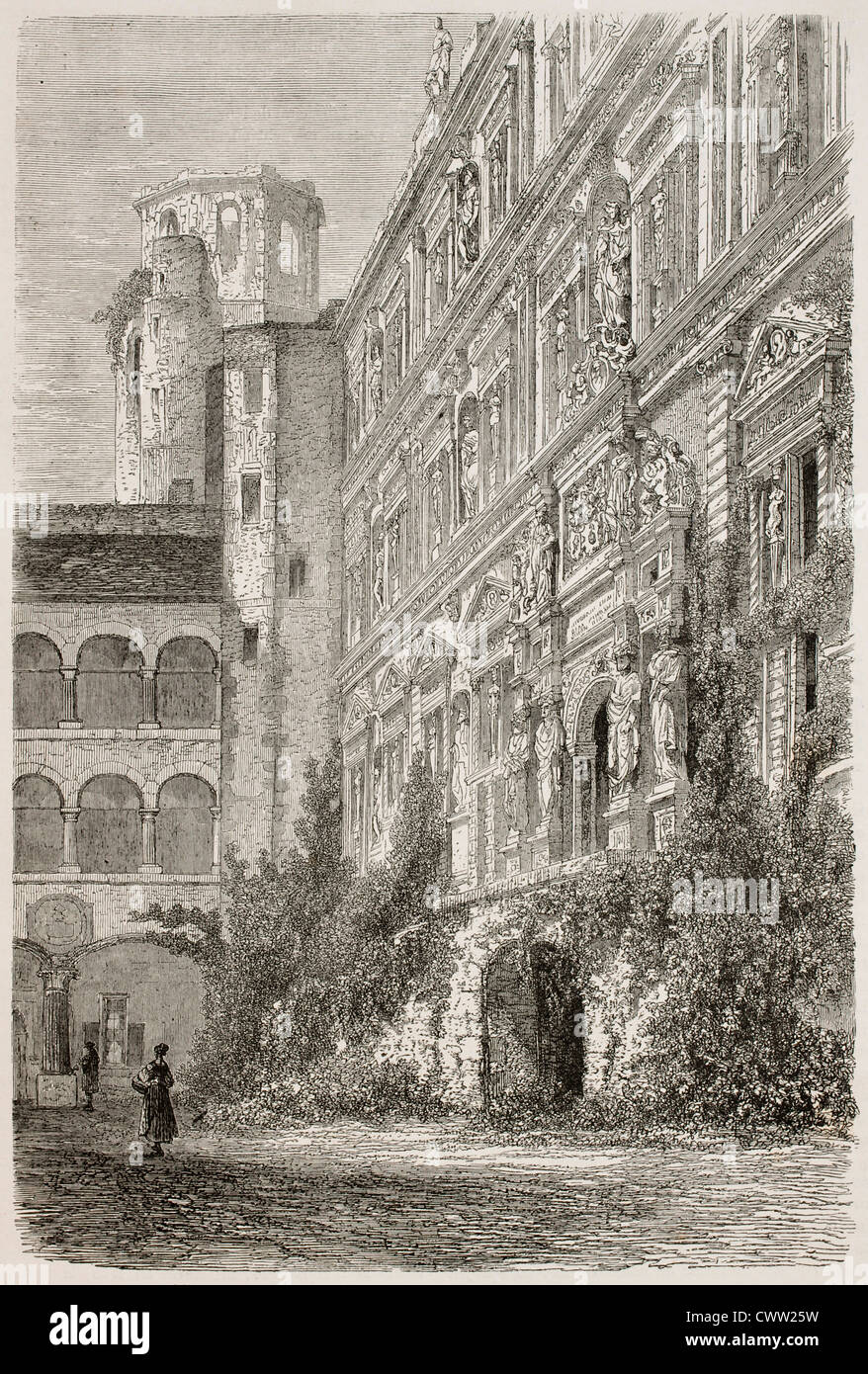 Il castello di Heidelberg: Othon-Henri palace Foto Stock
