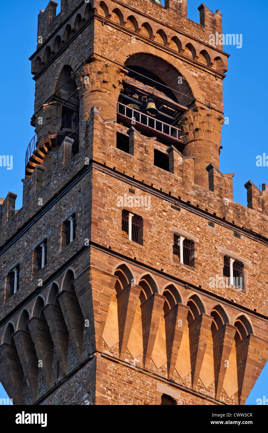 Palazzo Vecchio tower Firenze Toscana Italia Foto Stock