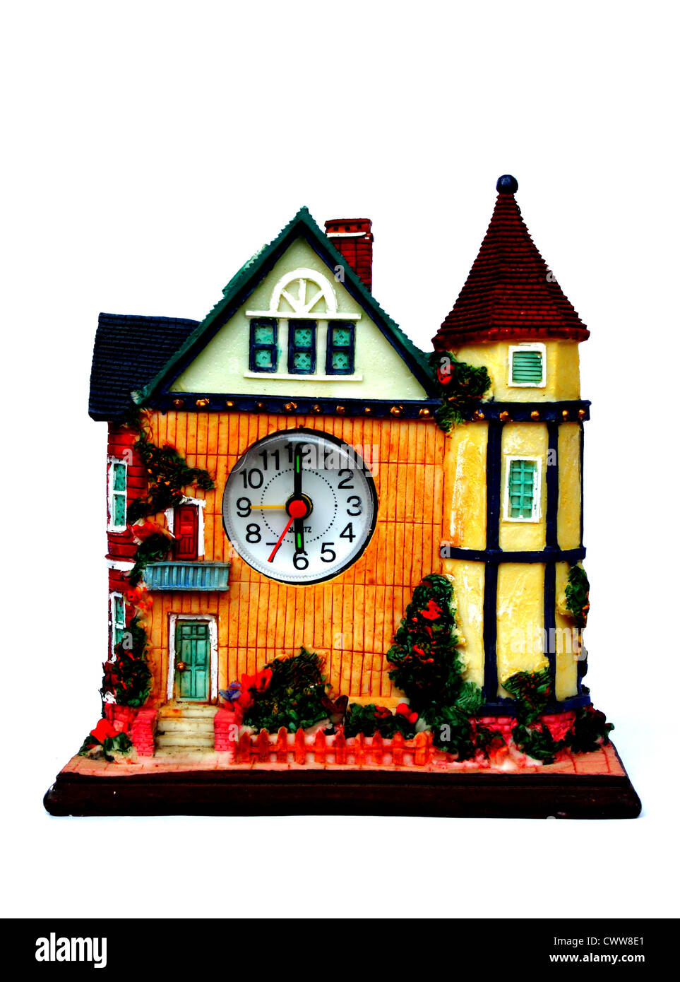 Il modello di casa isolare con un orologio Foto Stock