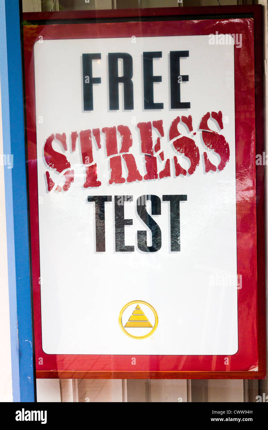 Libera Stress Test segno Foto Stock