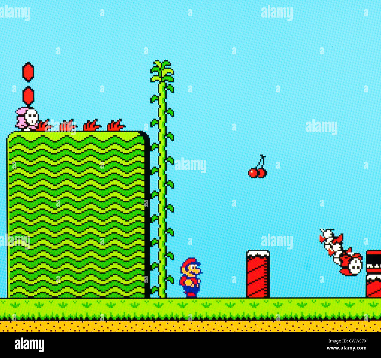 Super Mario video gioco - killing cattivi nel mondo 1 Foto Stock