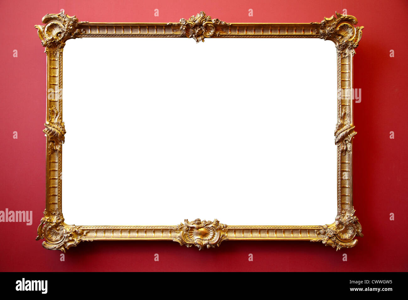Picture Frame oro rosso sulla parete dipinta Foto Stock