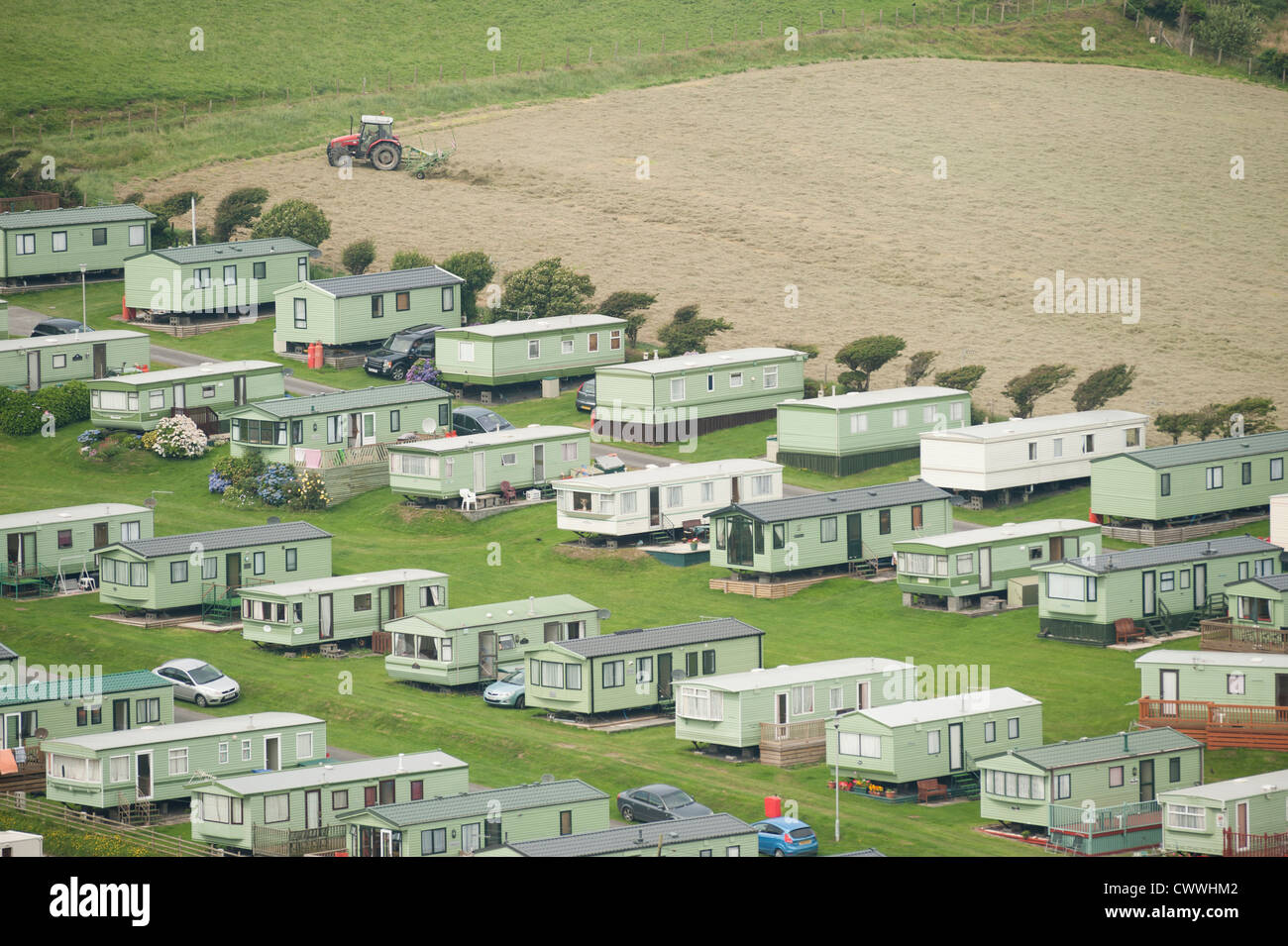 Statico e Case mobili Roulotte, Borth west wales UK Foto Stock