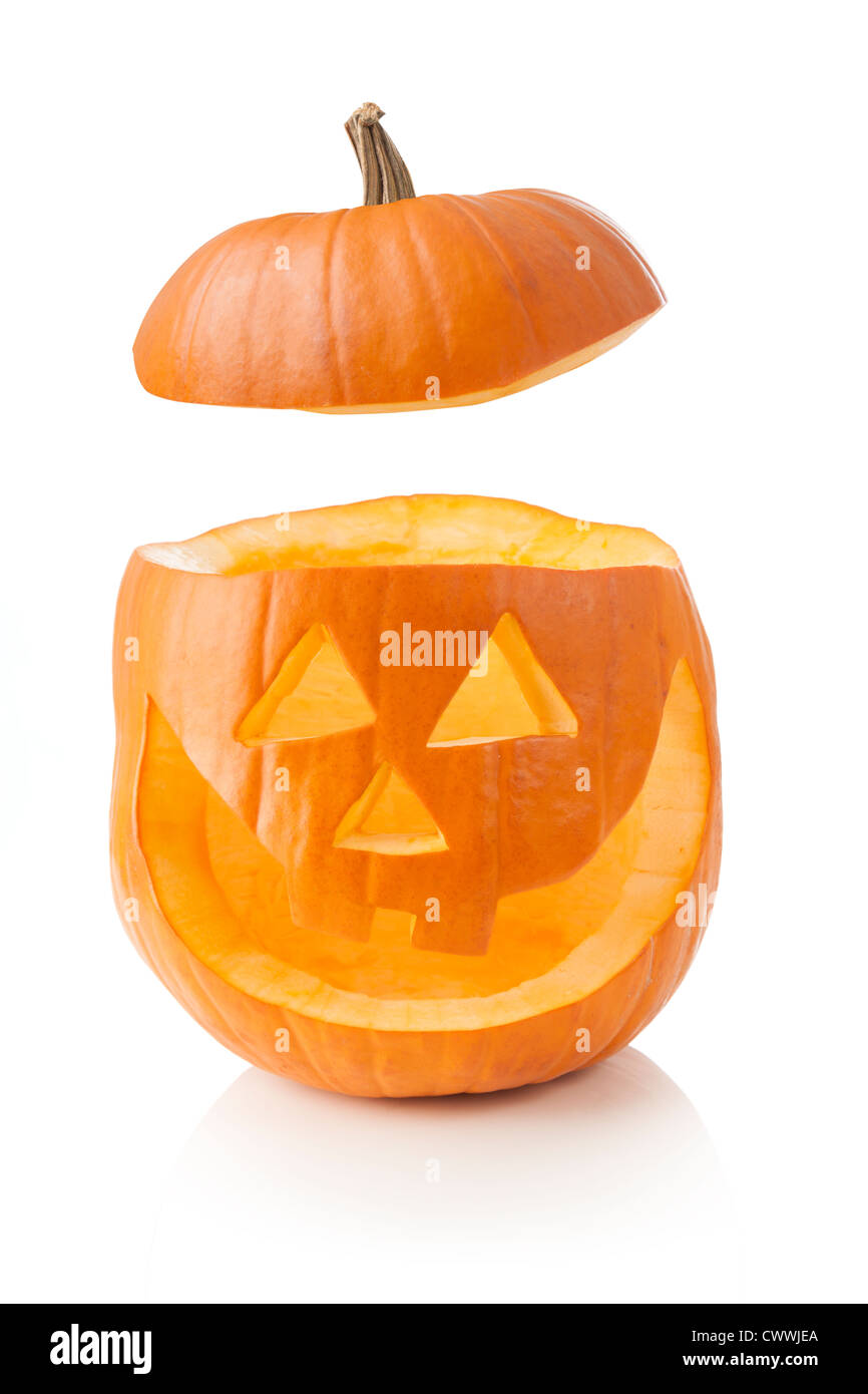 Jack O' Lantern isolati su sfondo bianco - coperchio volare Foto Stock