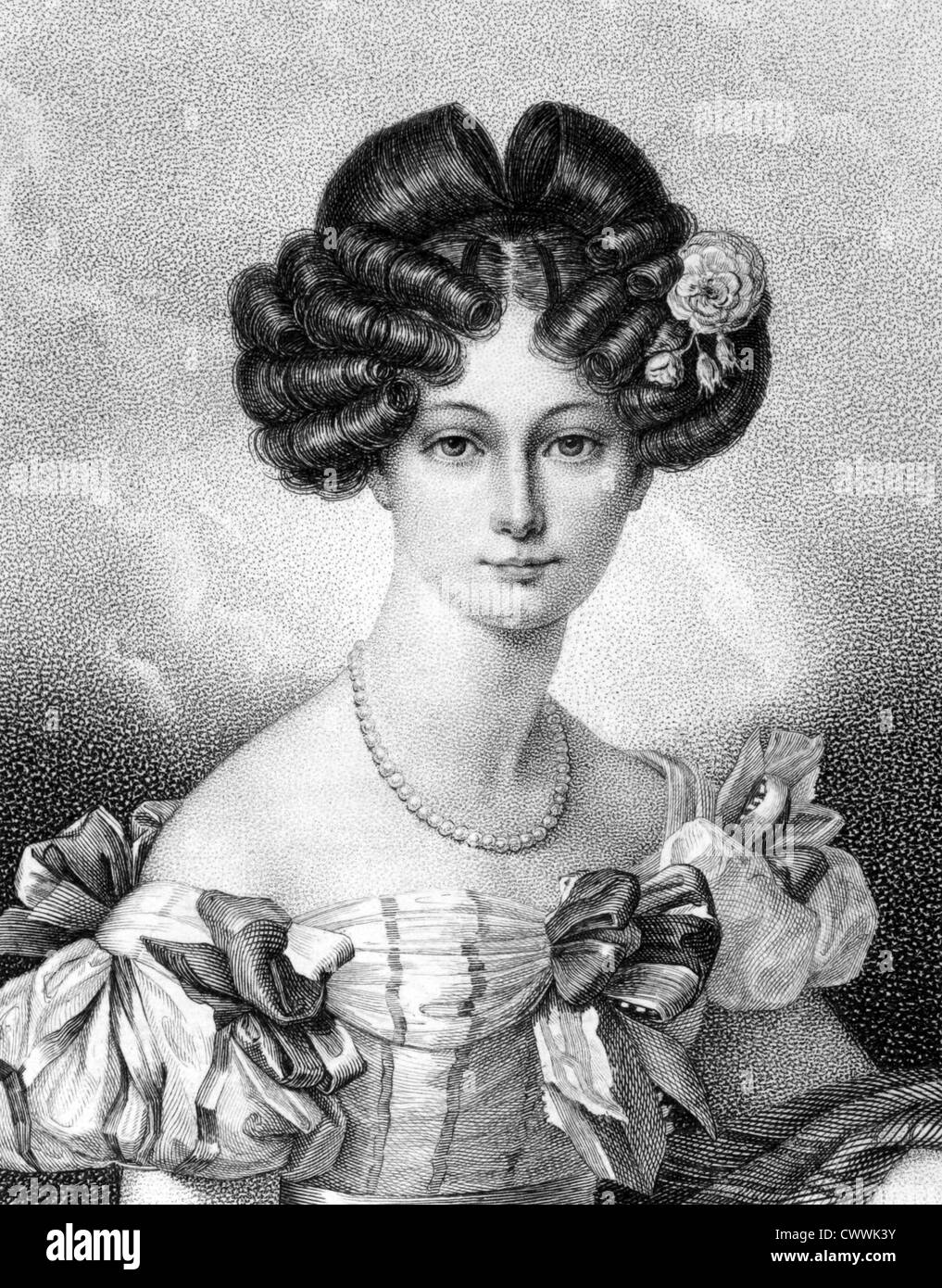 Auguste von Harrach (1800-1873) su incisione dal 1859. La seconda moglie di re Federico Guglielmo III di Prussia. Foto Stock