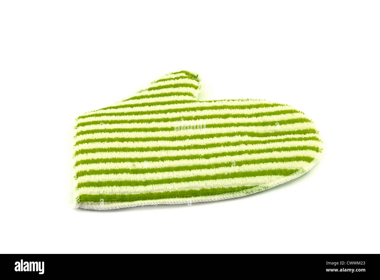 In prossimità della cucina di guanto protettivo su sfondo bianco Foto Stock