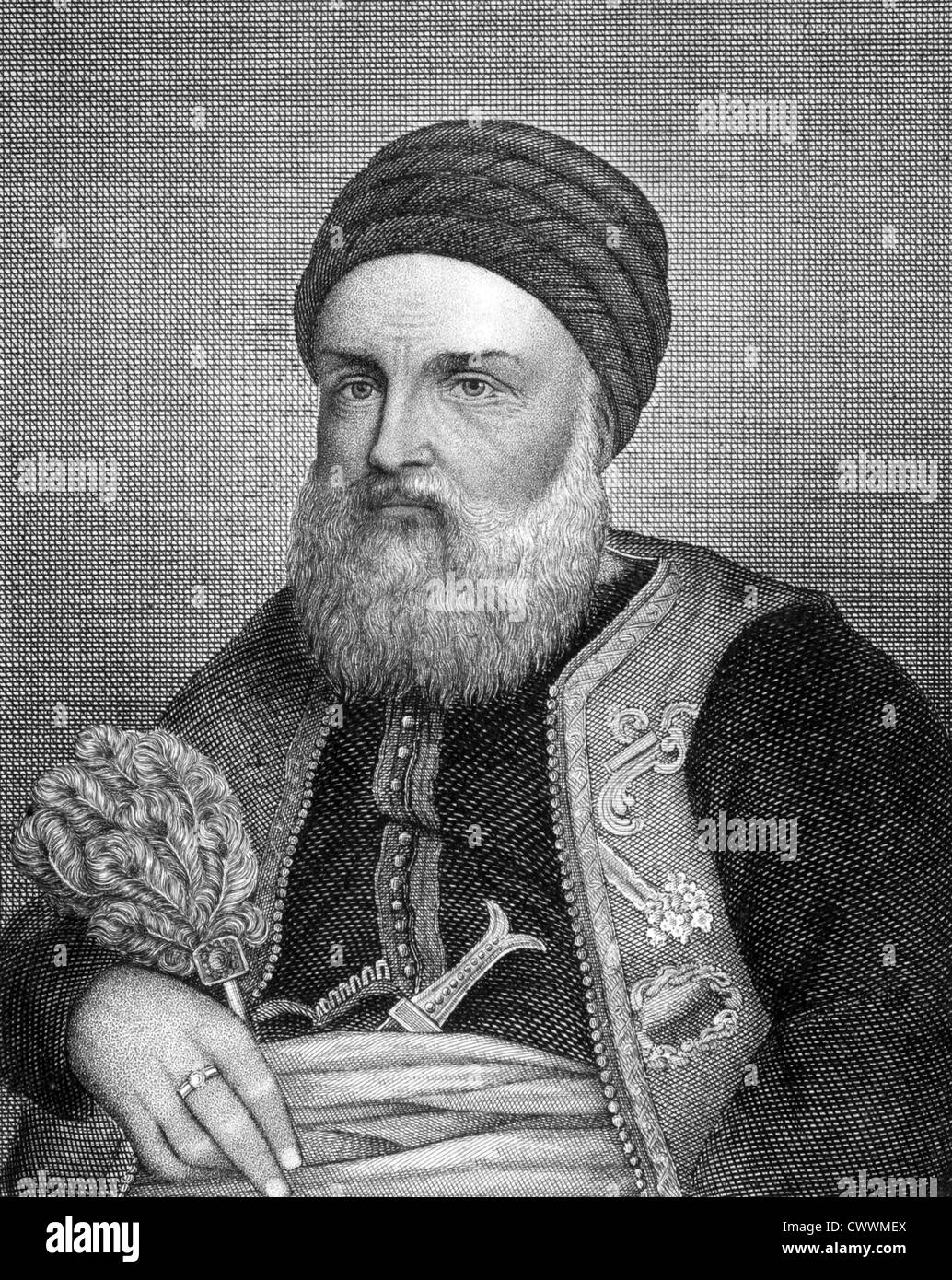 Hussein Dey (1765-1838) su incisione dal 1859. Ultimo del Ottoman righelli provinciale di Algeri. Foto Stock