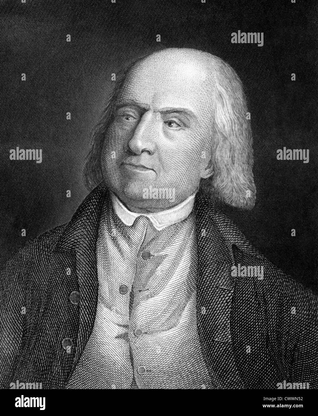 Jeremy Bentham (1748-1832) su incisione dal 1859. Filosofo inglese, giurista e riformatore sociale. Foto Stock