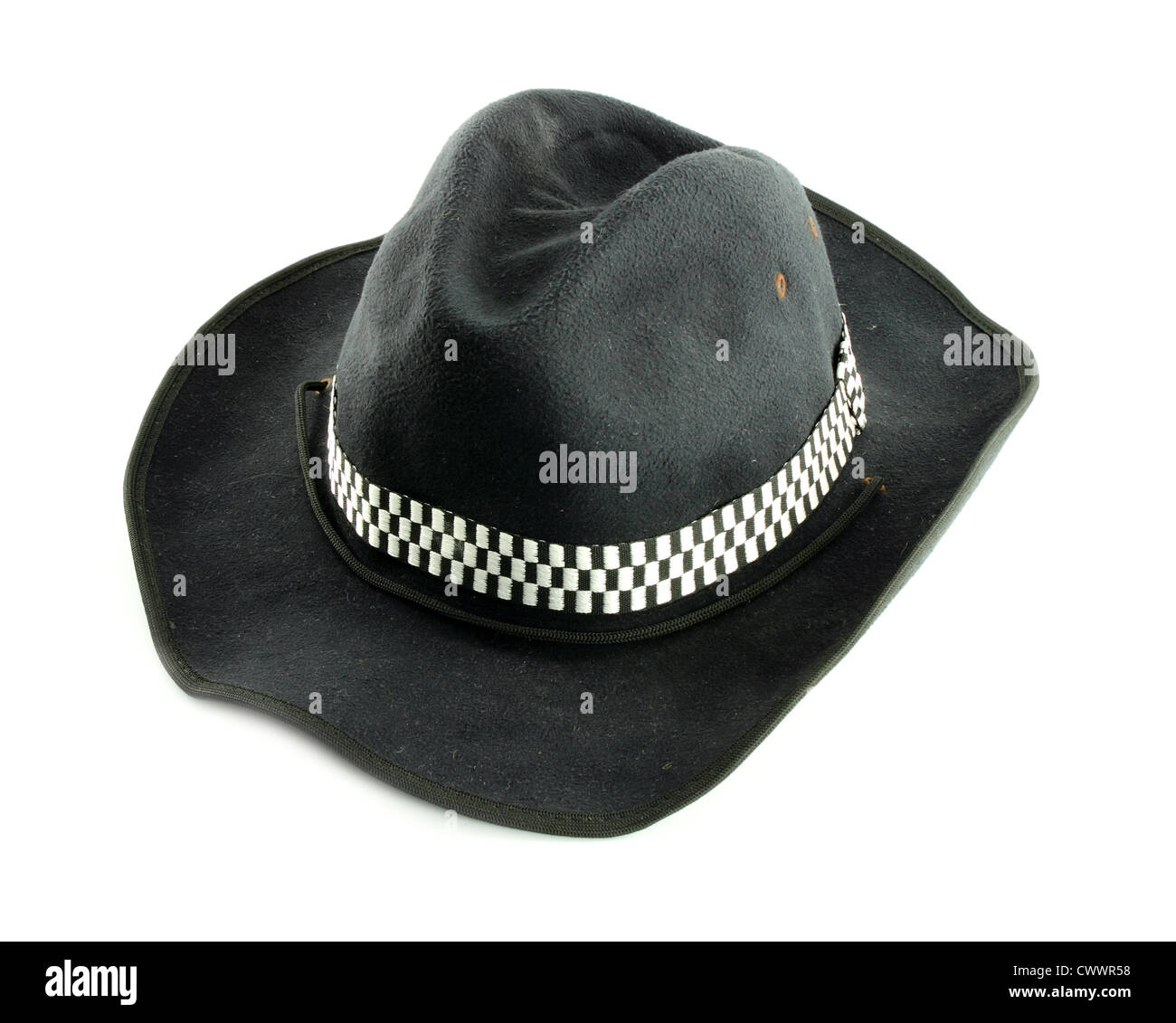 Black Hat isolato su bianco Foto Stock