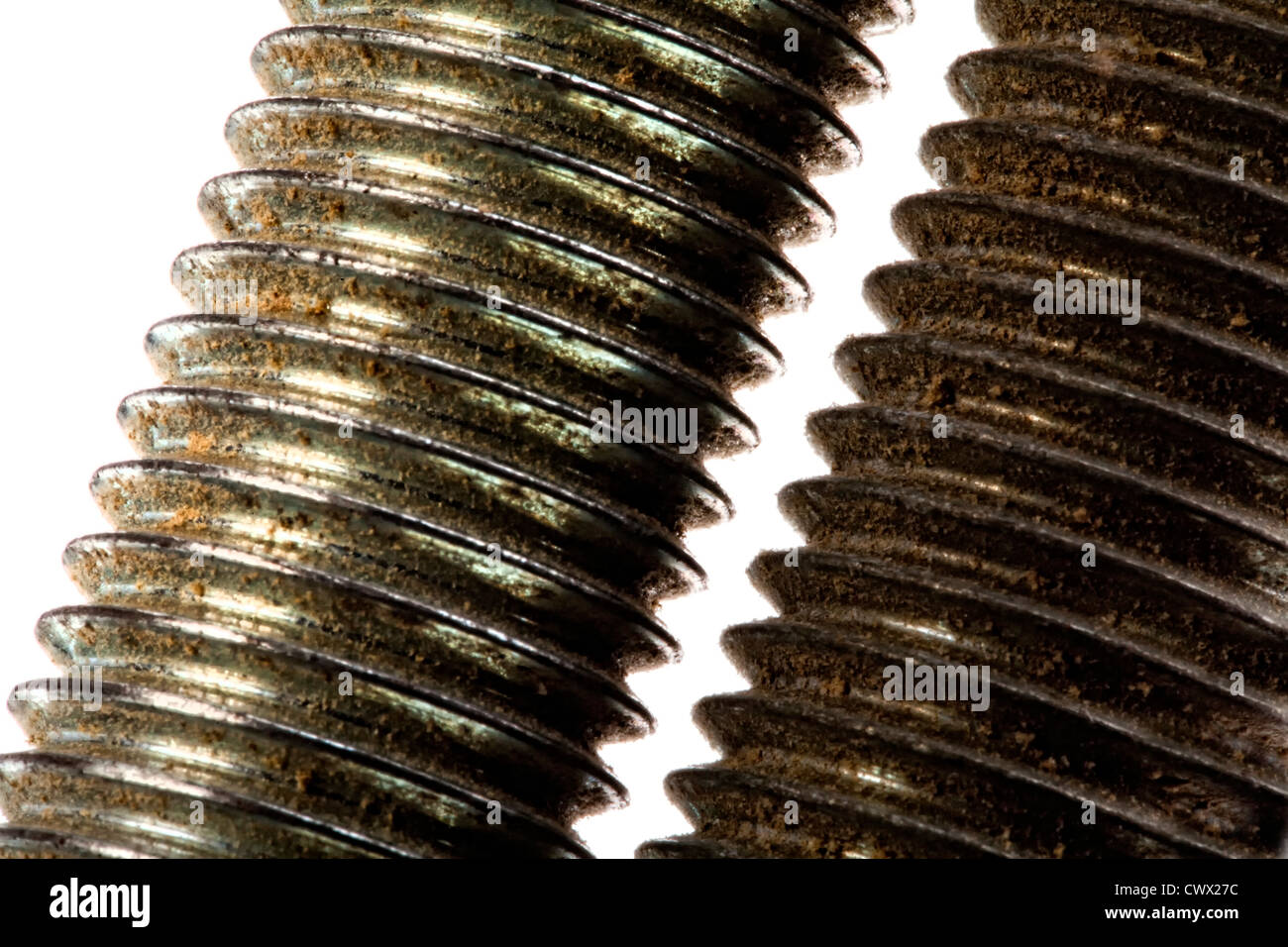 Filettature delle due viti Foto Stock