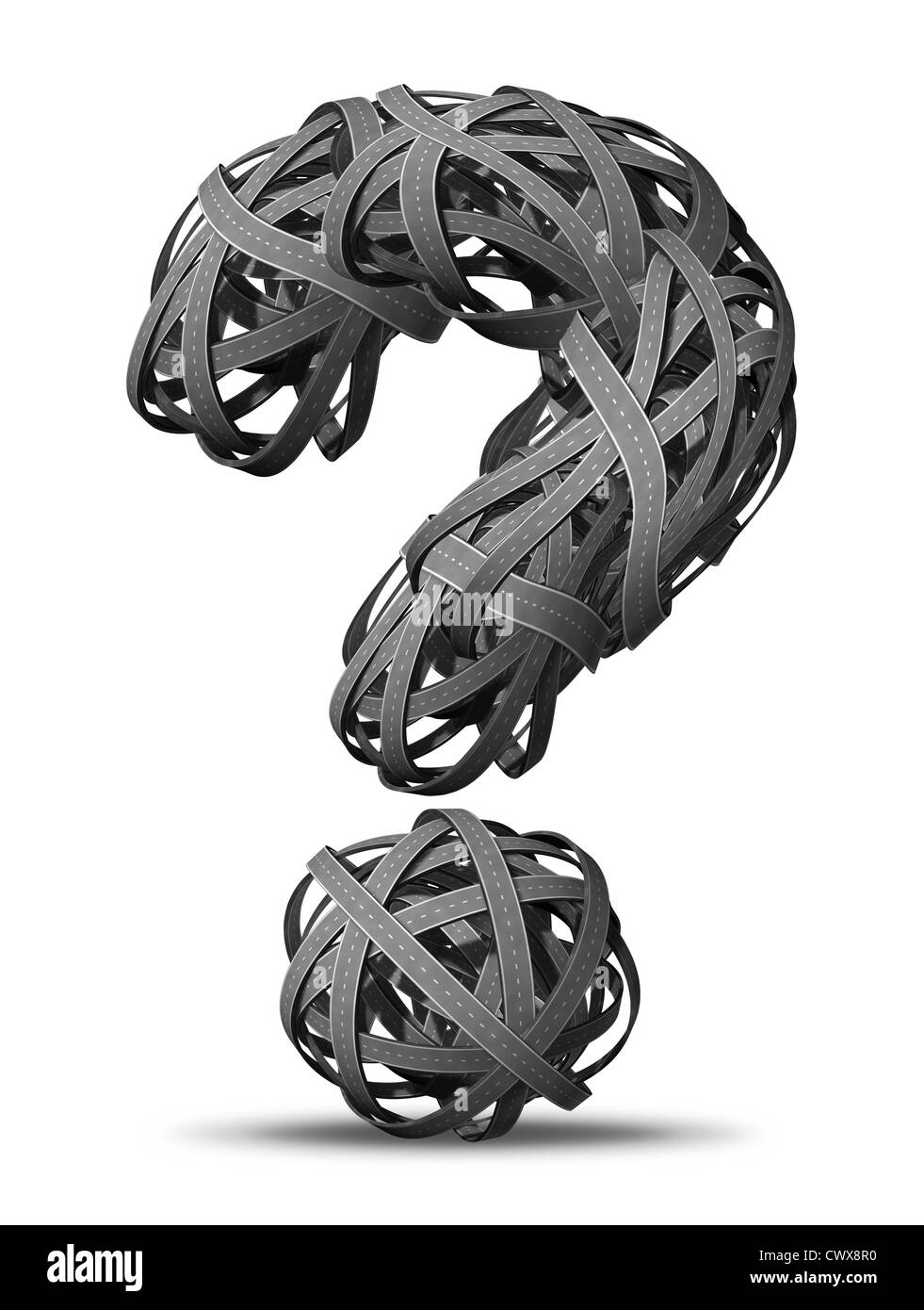 Chiedere indicazioni andando da nessuna parte nel mondo degli affari e della vita simbolo come aggrovigliato bundeled strade e autostrade collegate tra di loro in forma Foto Stock