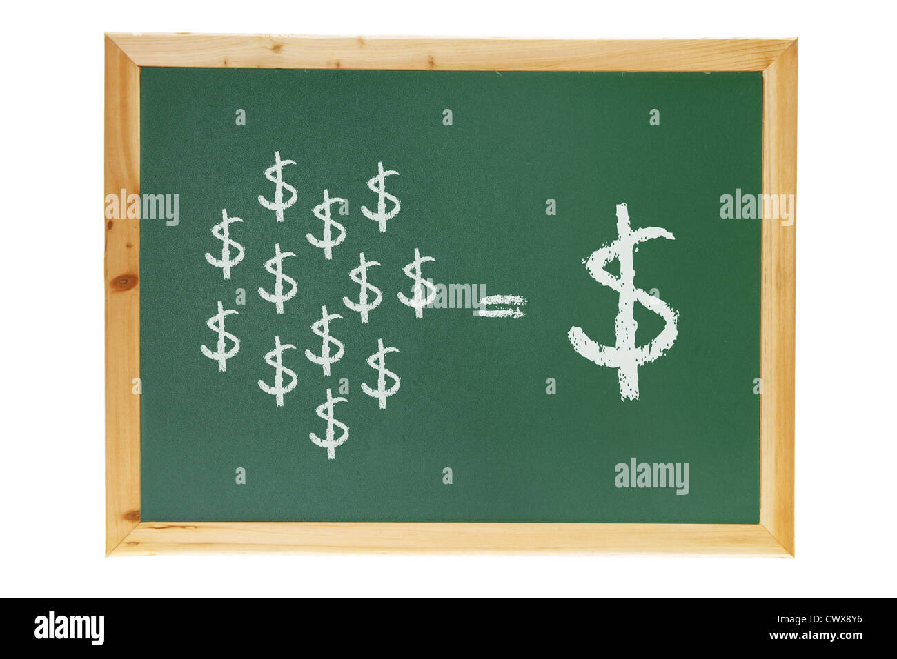 Lavagna con segni di dollaro Foto Stock