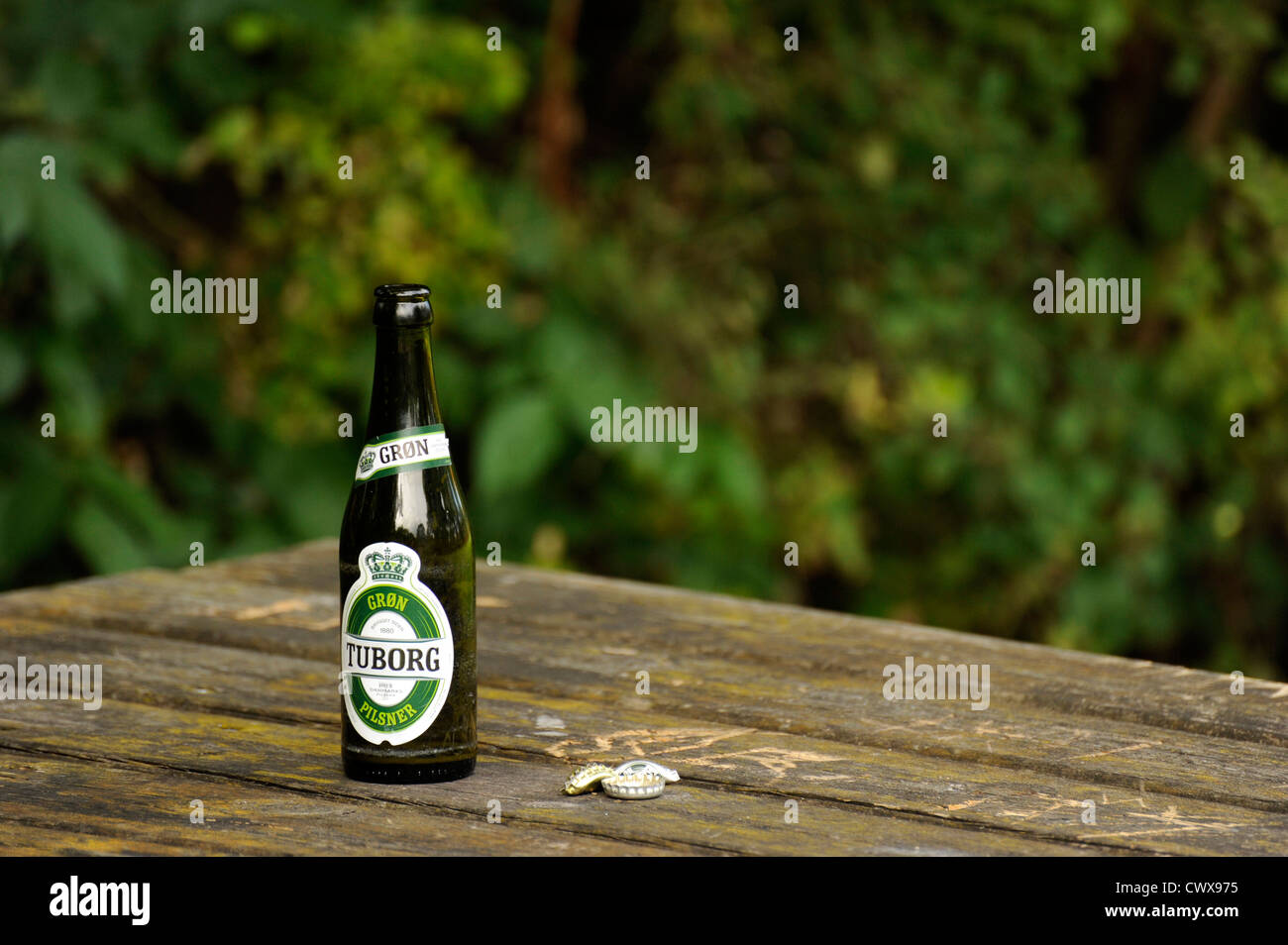 Bottiglia di birra Tuborg Foto Stock