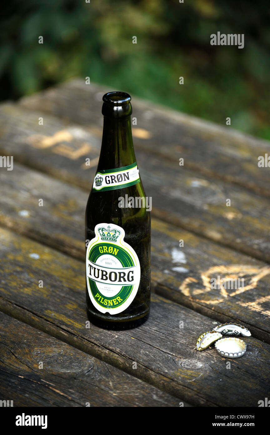 Bottiglia di birra Tuborg Foto Stock