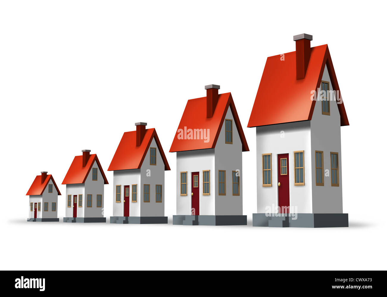 Mercato immobiliare aumento delle vendite a privati e miglioramento dell'alloggiamento e industrie di costruzione come un simbolo di crescita dell' economia e residenziale home builders contratti come case aumentando in termini di dimensioni. Foto Stock