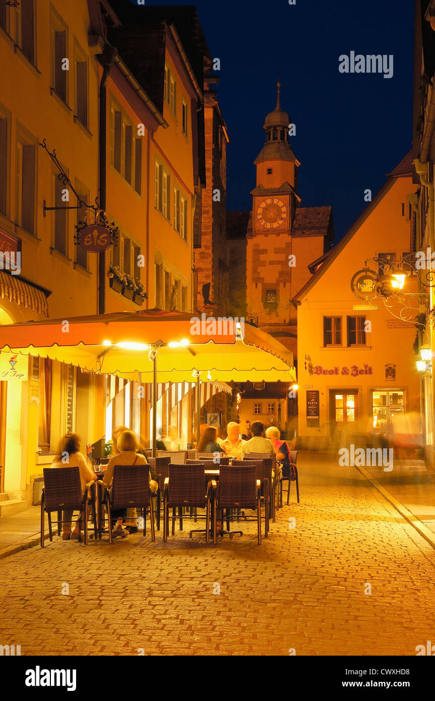 Rothenburg ob der Tauber, Markus Tower, la Strada Romantica, Romantische Strasse, Franconia, Baviera, Germania, Europa Foto Stock