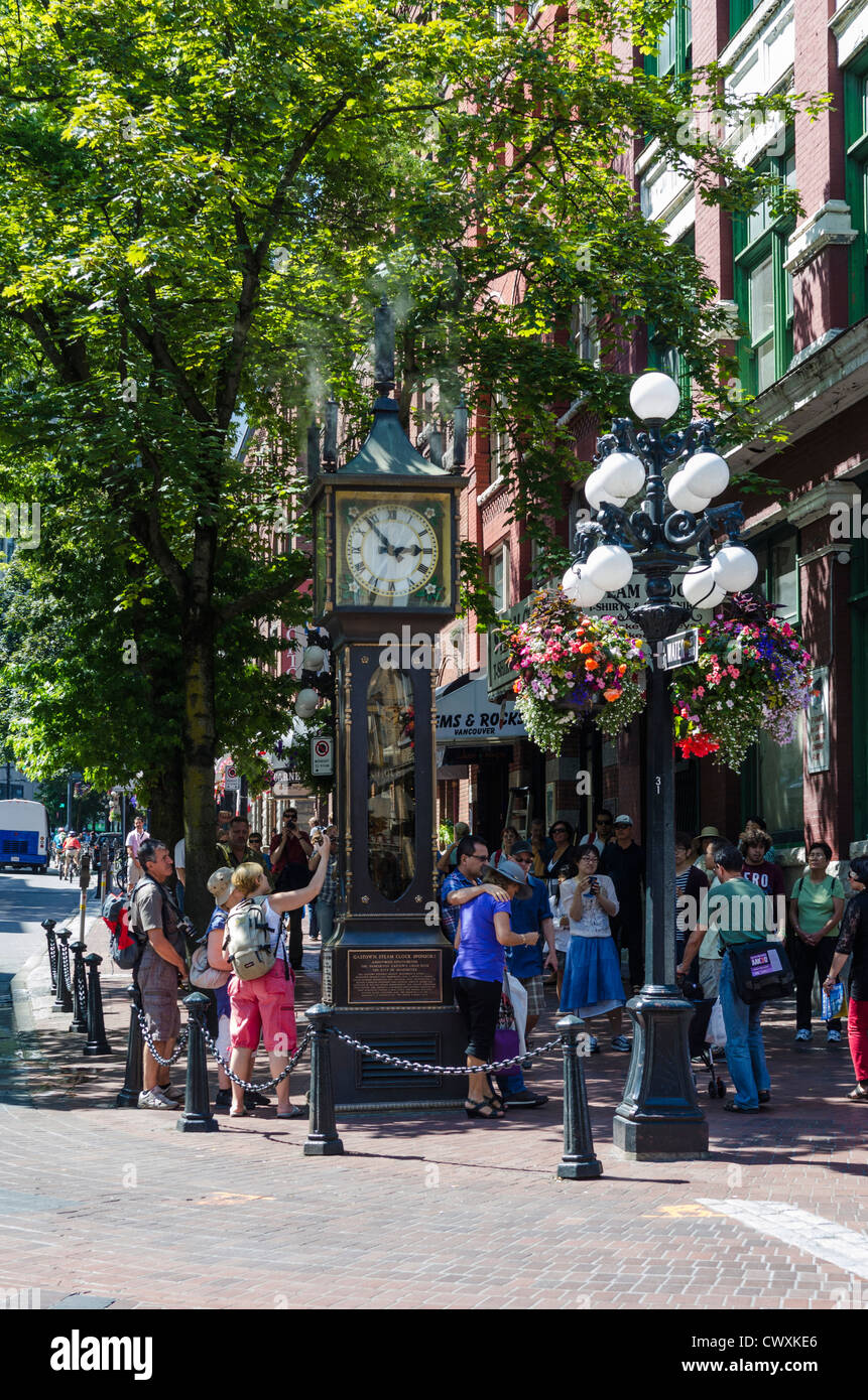 Città di Vancouver: Gastown, il famoso orologio a vapore di Water Street, Vancouver, Canada Foto Stock