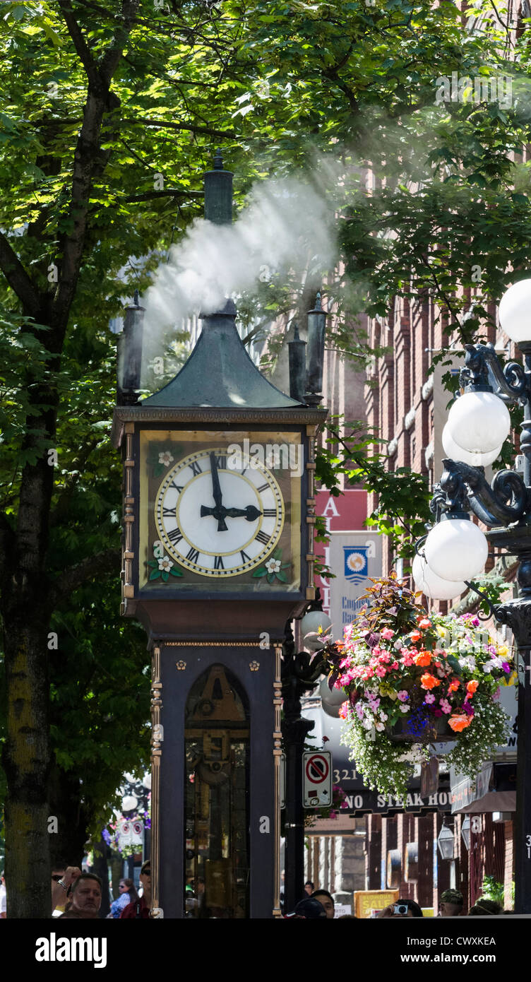Gastown il famoso orologio a vapore nel Water Street, Vancouver, British Columbia, Canada Foto Stock