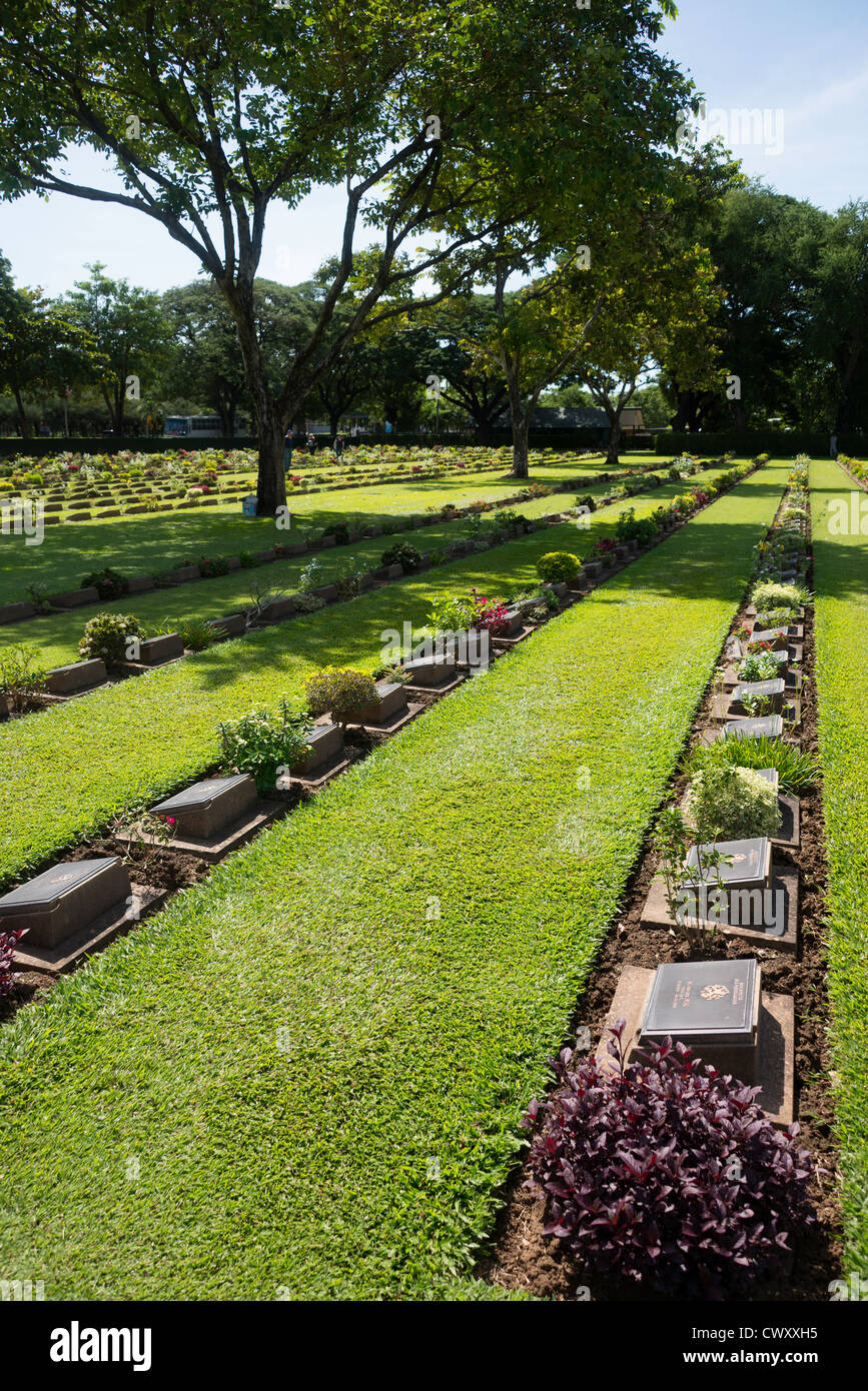 Il Commonwealth War grave a Kanchanaburi - sito del ponte sul Fiume Kwai e la guerra mondiale 2 'Death' Ferroviarie Foto Stock