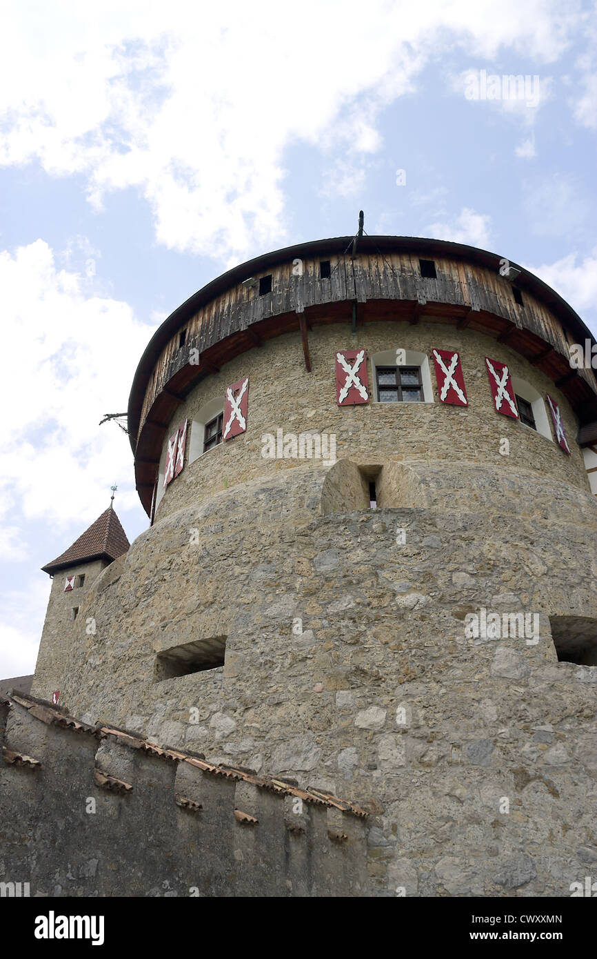 Mastio del castello di Vaduz (circa del XII secolo), il palazzo e la residenza ufficiale del Principe del Liechtenstein Foto Stock
