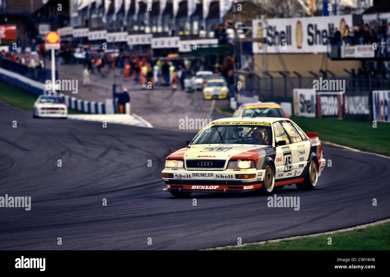 1991 gara DTM a Donnington Park il circuito di gara con Audi V8 touring car vittoria Foto Stock