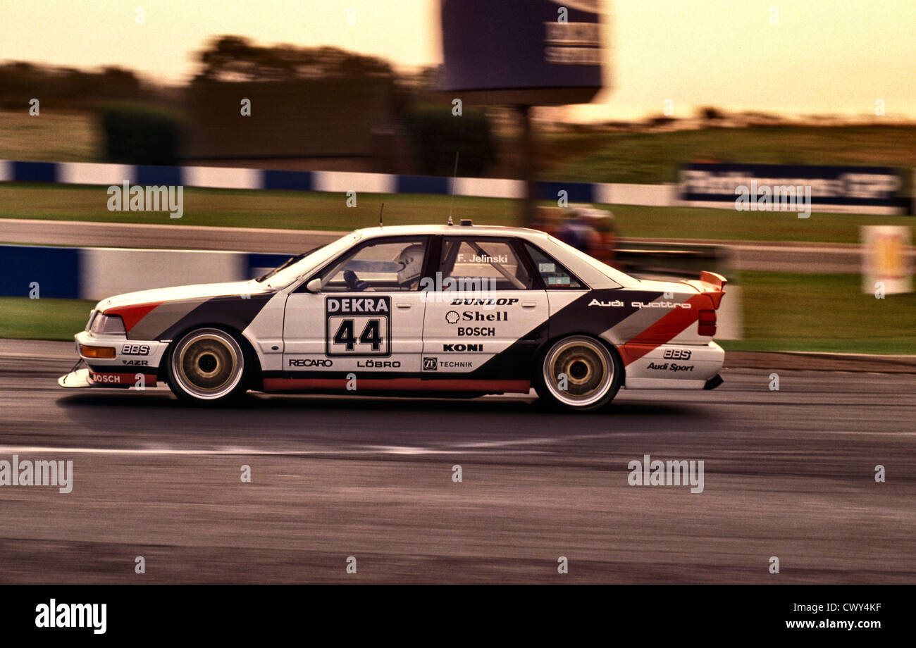 1991 gara DTM a Donnington Park il circuito di gara con Audi V8 touring car vittoria Foto Stock