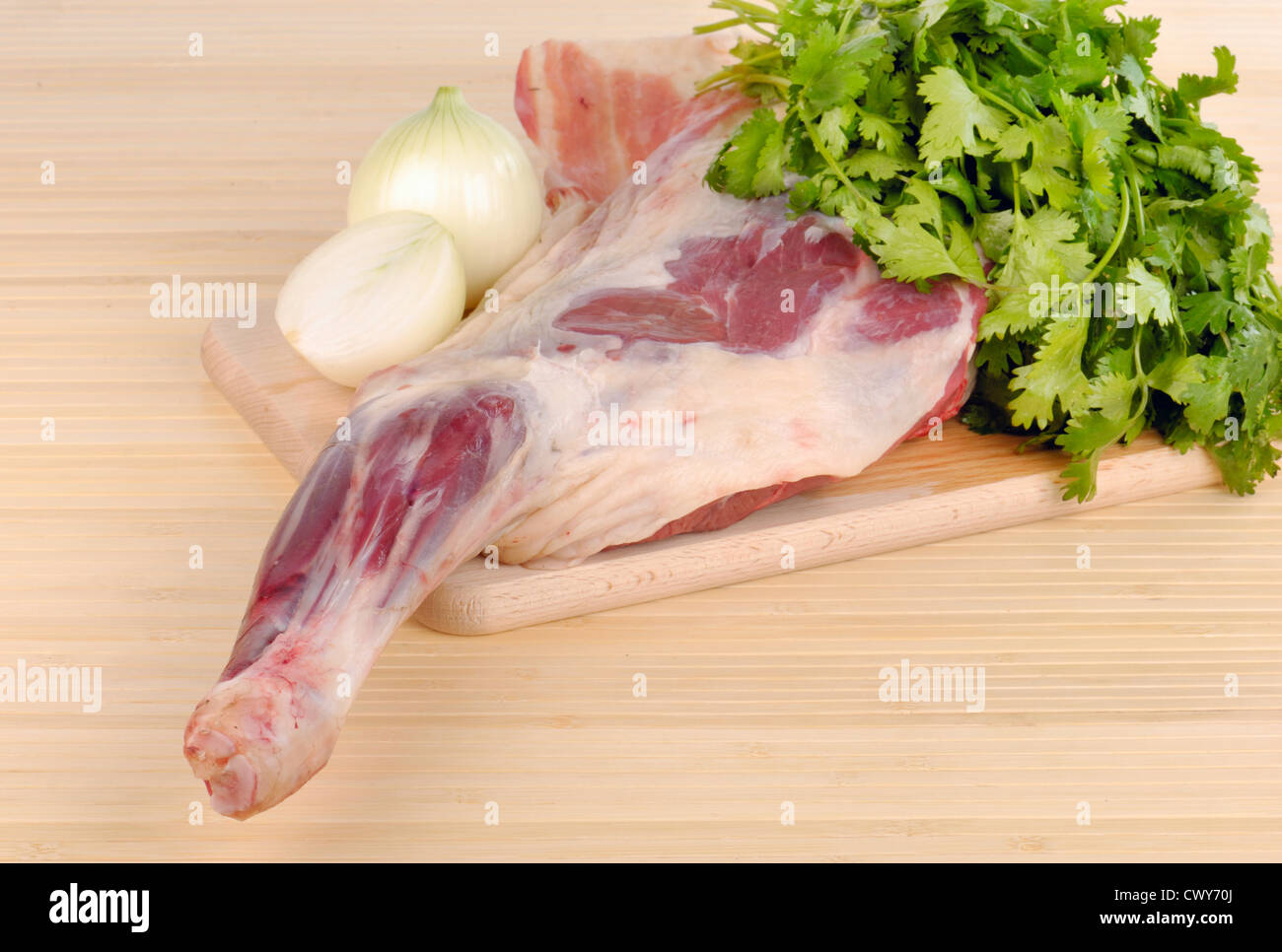 Materie carne di agnello con cipolla e spezie Foto Stock