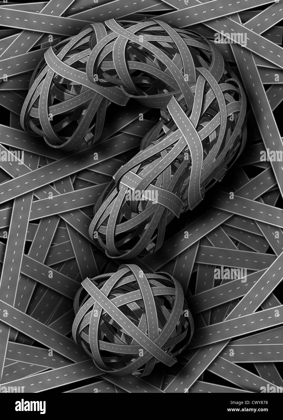 Confuso verso soluzioni e chiara strategia per la leadership aziendale con un percorso di successo scegliendo il giusto percorso strategico Foto Stock