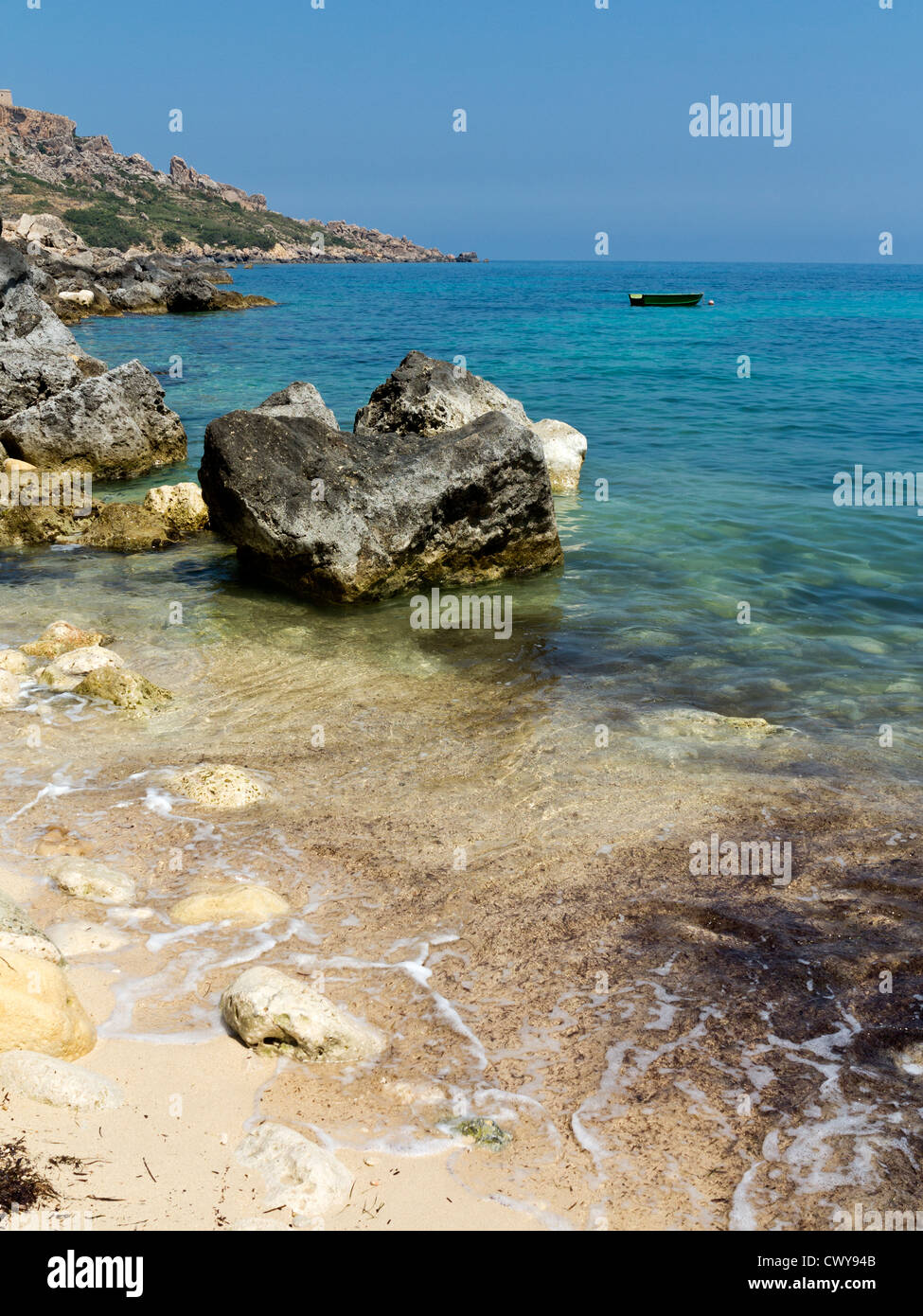 Scena costiera isola di Gozo, Mare Mediterraneo Foto Stock