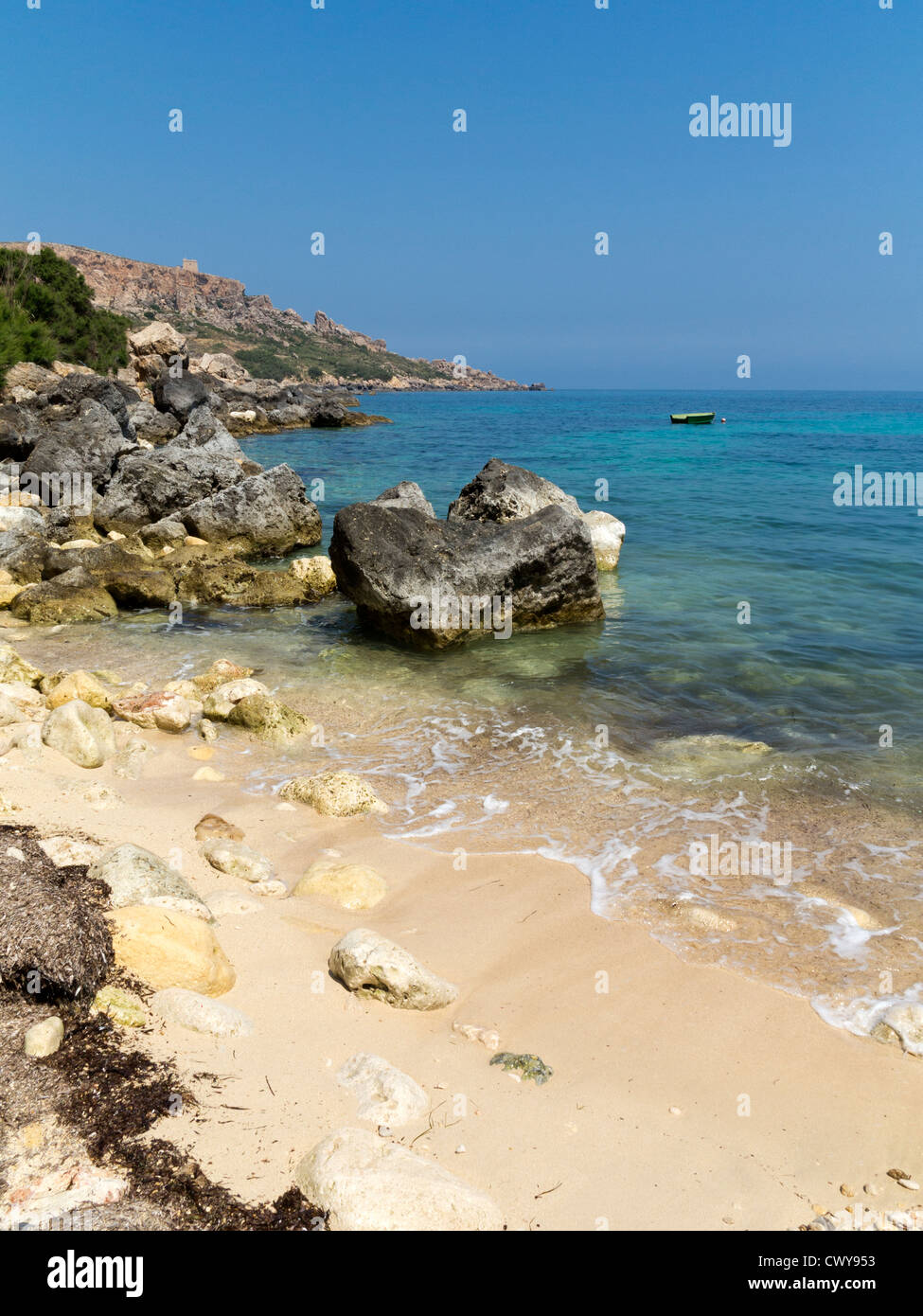Scena costiera isola di Gozo, Mare Mediterraneo Foto Stock
