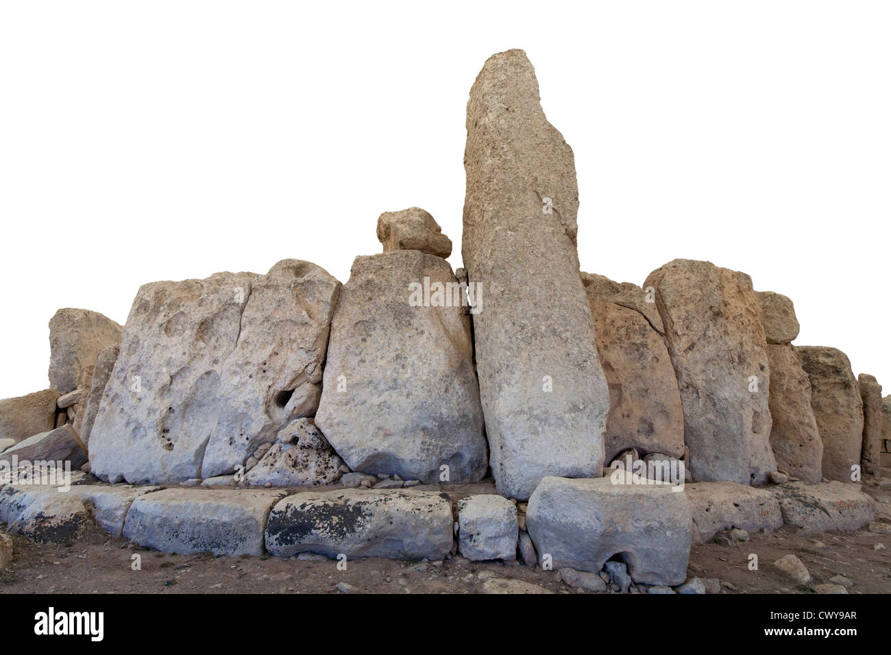 Pietre megalitico di Hagar Qim templi, Qrendi, isola di Malta, Mediterranea Foto Stock