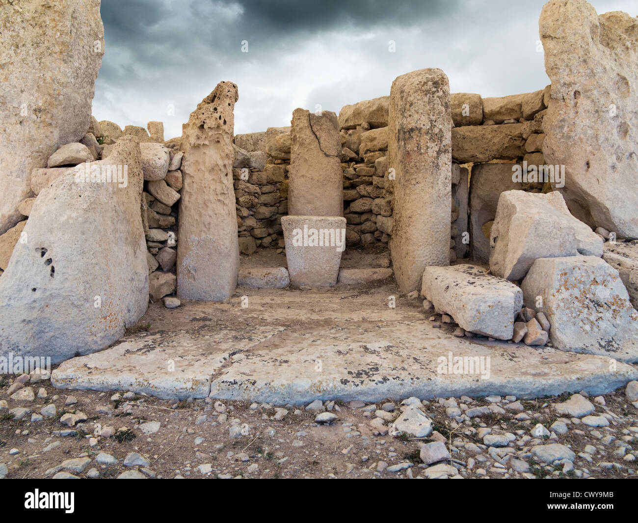 Hagar Qim templi, Qrendi, isola di Malta, Mediterranea Foto Stock