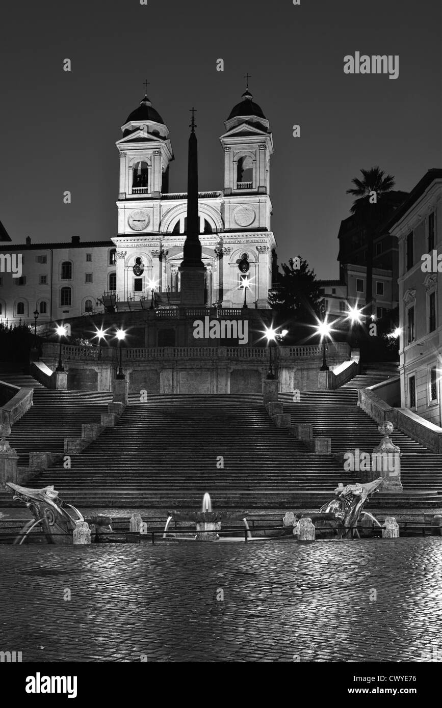 Scalinata di piazza di Spagna a Roma di notte Foto Stock