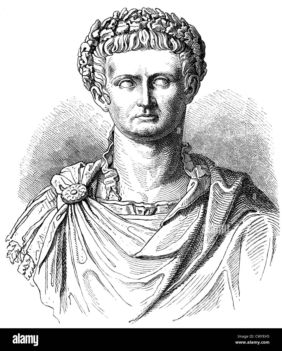 Tiberio Giulio Cesare Augusto o Tiberio Claudio Nerone, 42 BC - 37 AD, secondo imperatore del Sacro Romano Impero Foto Stock