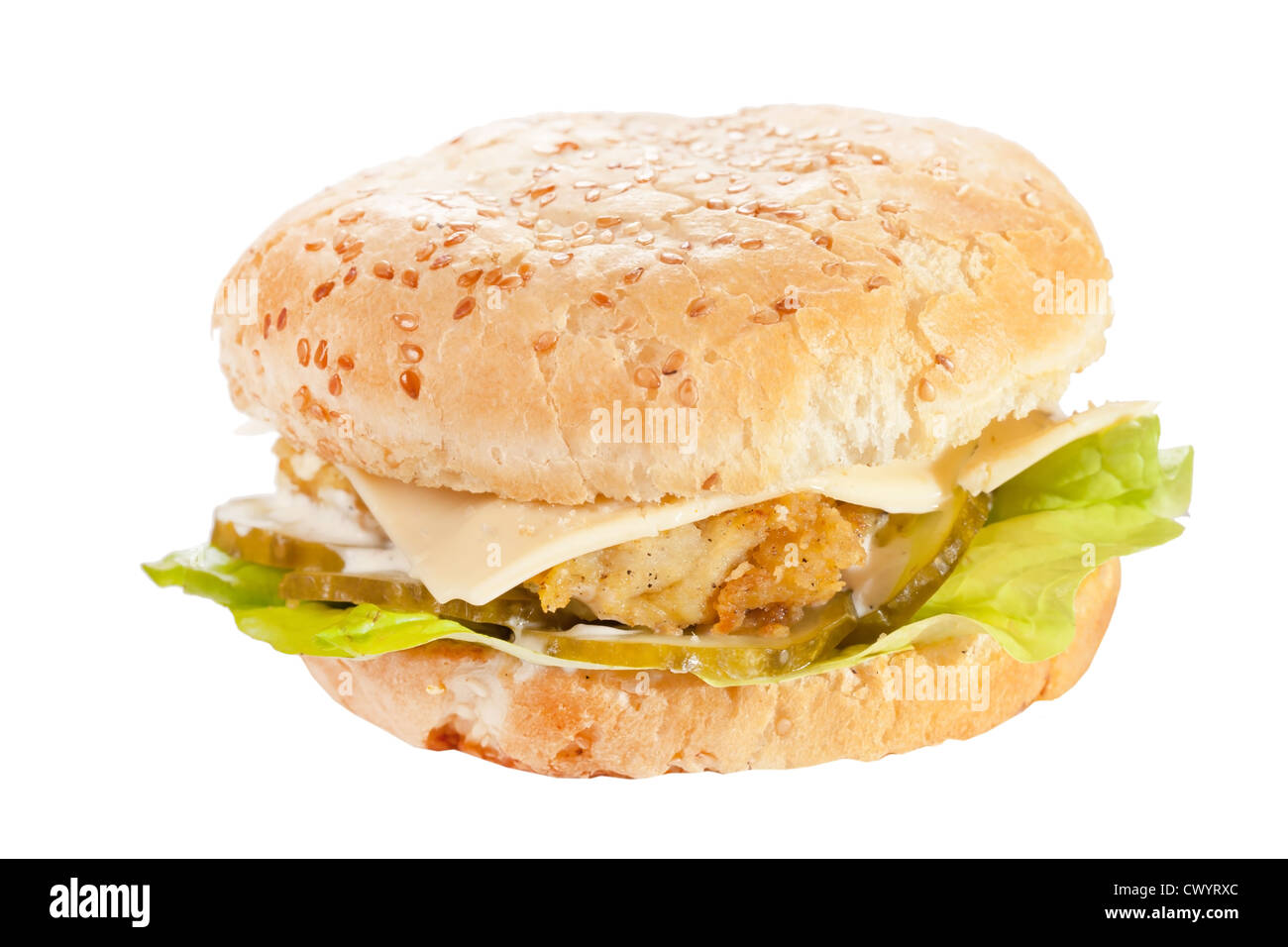 Cheeseburger sulla piastra Foto Stock