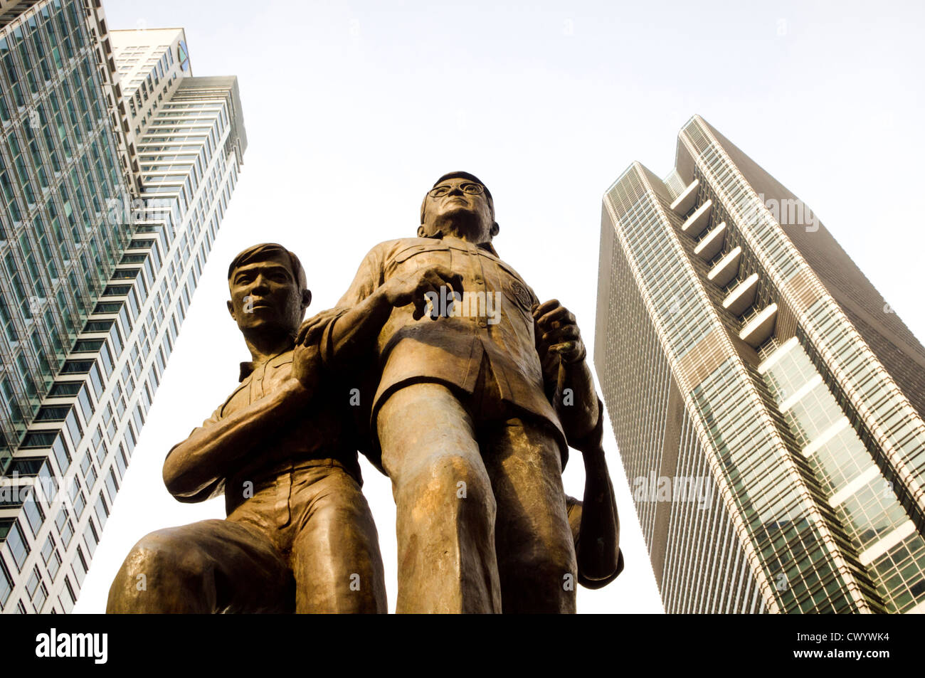 Ninoy Aquino monumento in Makati, finanza centro delle Filippine, dell'Asia. Foto Stock