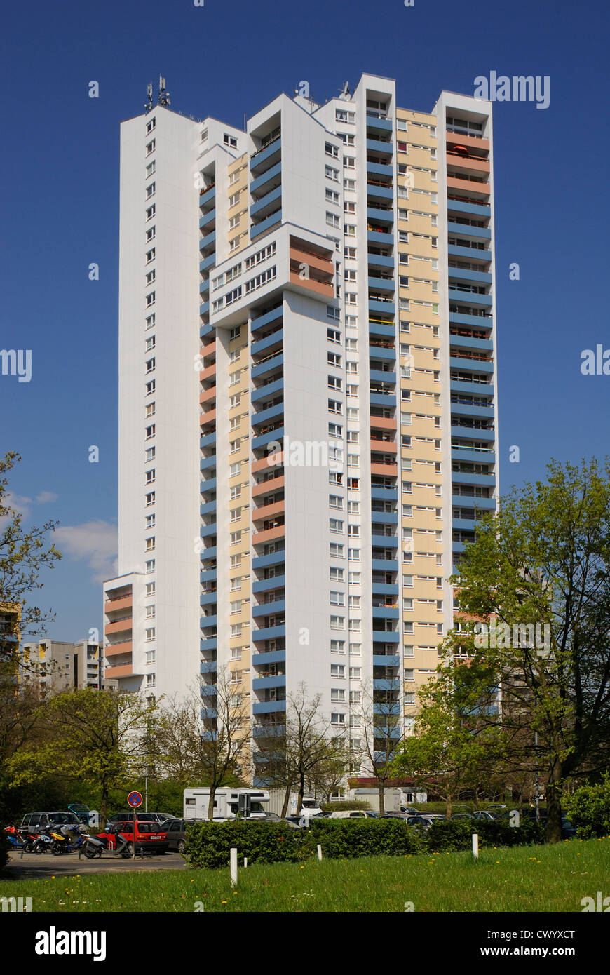 Highrise, Fritz-Erler-Allee, Neukoelln, Berlino, Germania, Europa Foto Stock