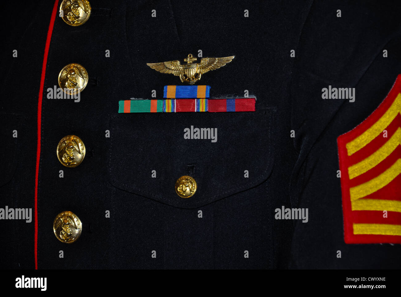 Dettagli di un US Marine Corps parade uniforme Foto Stock