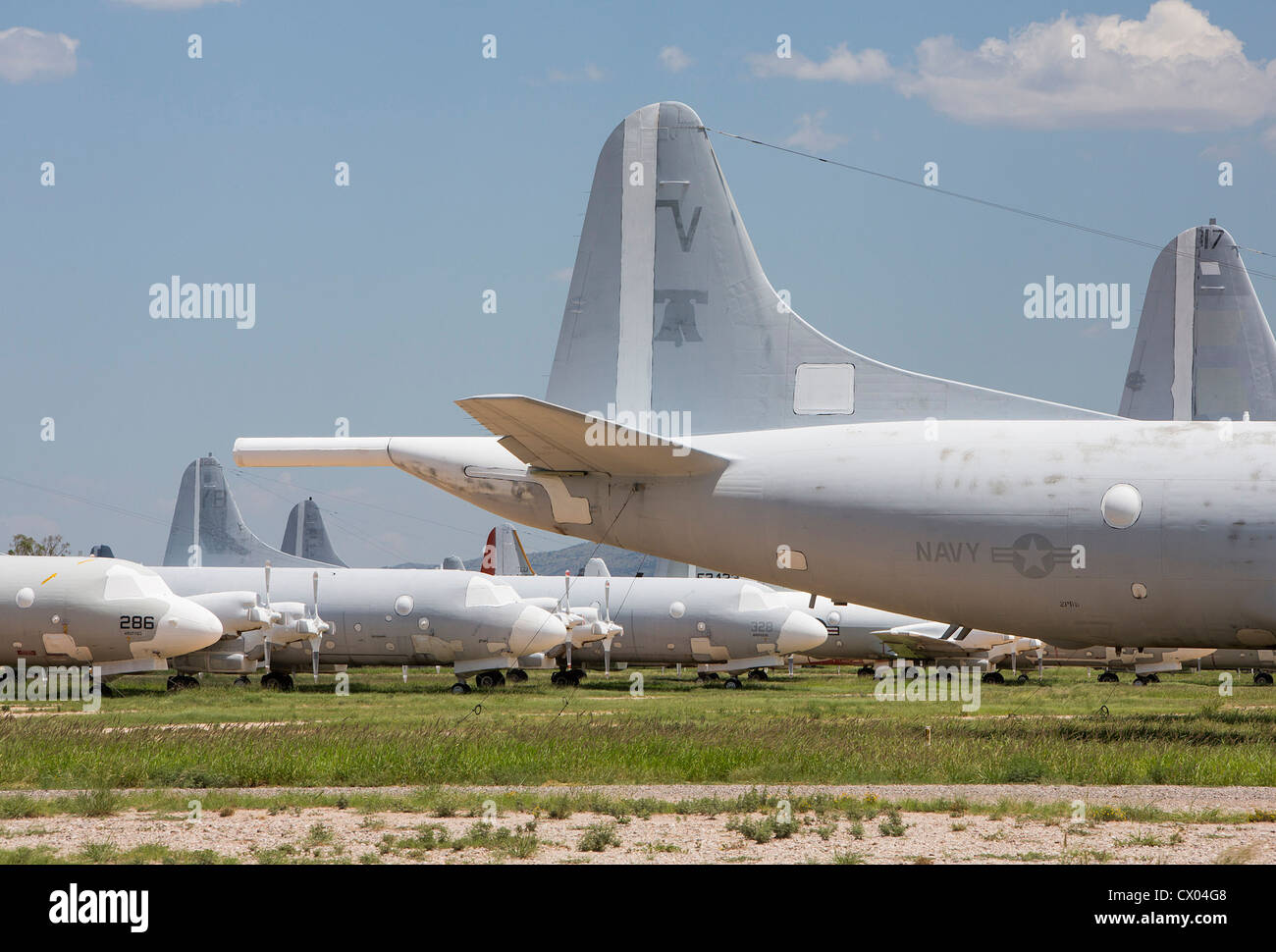 P-3 Orion aeromobile in deposito presso il 309th aerospaziali e di manutenzione Gruppo di rigenerazione a Davis-Monthan Air Force Base. Foto Stock