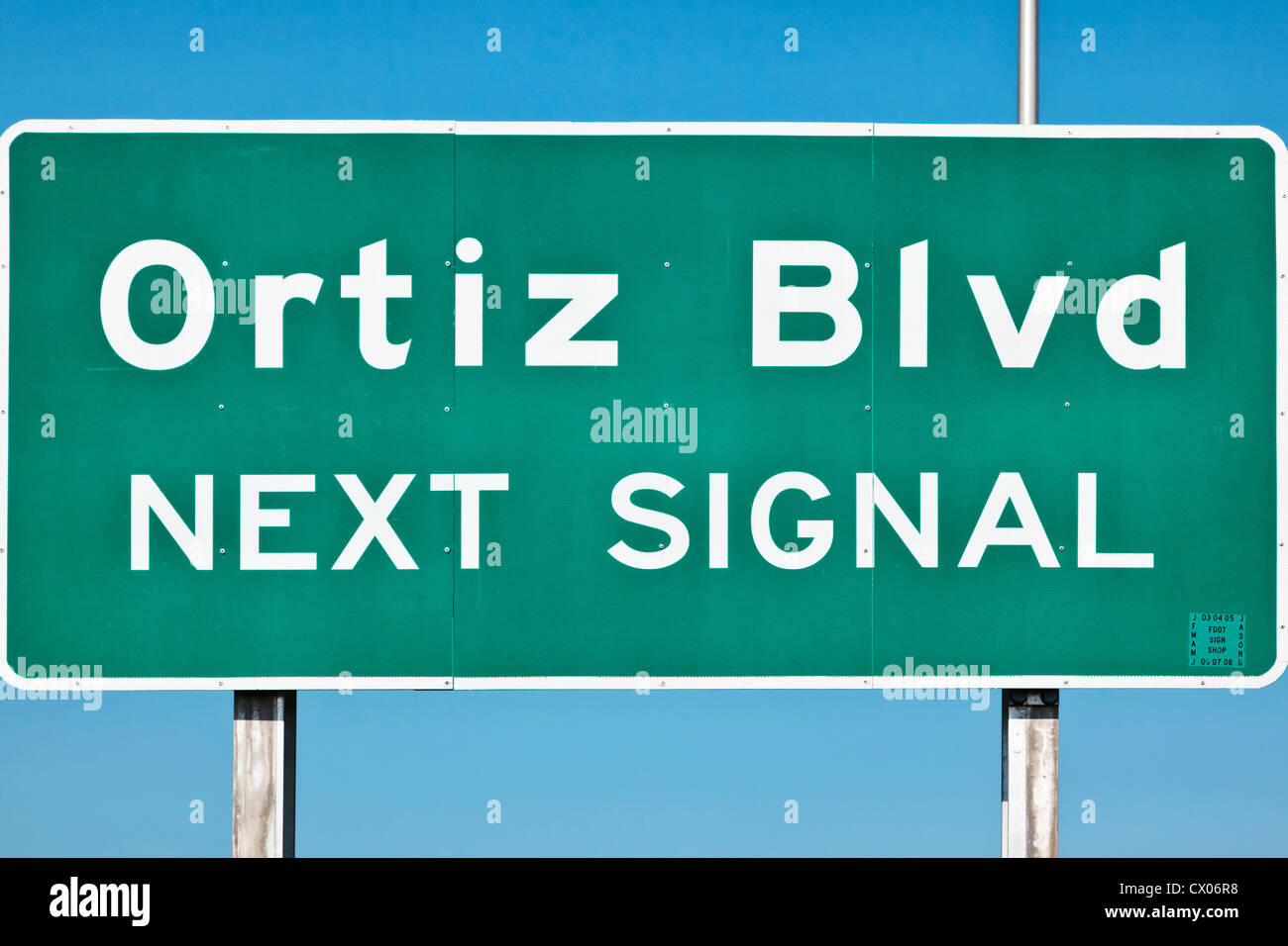Ortiz cartello stradale, Florida, Stati Uniti d'America Foto Stock