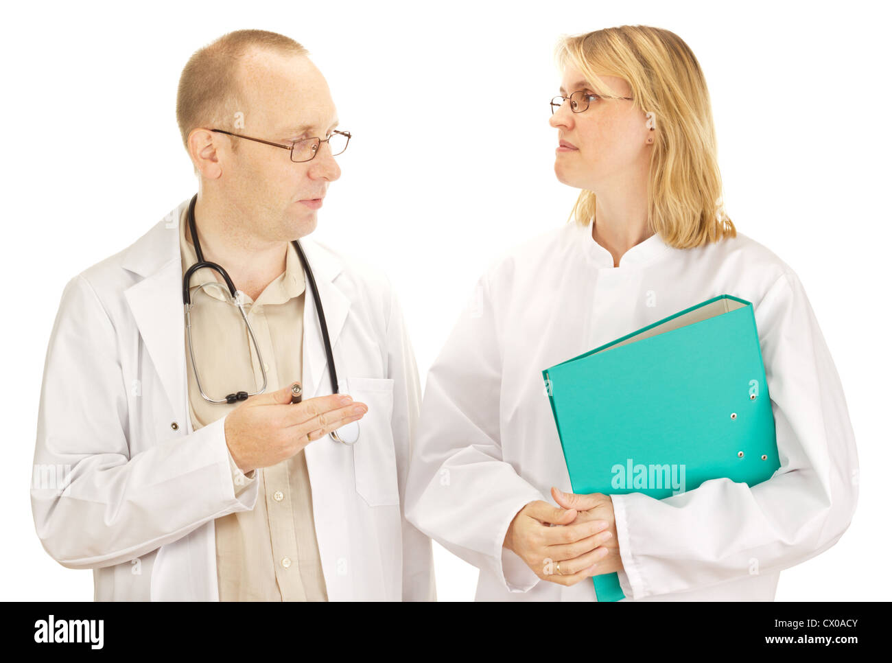 Due medici stanno discutendo Foto Stock