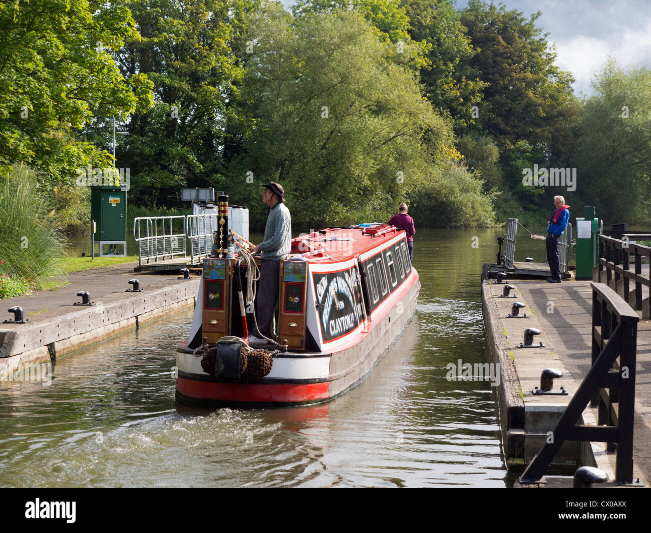Houseboat a Abingdon serrature, Oxfordshire Inghilterra Foto Stock
