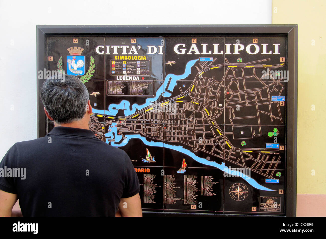 L'Italia, Puglia, Gallipoli, mappa locale Foto Stock